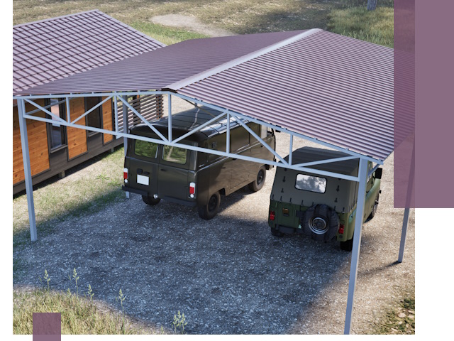 Двускатные навесы под ключ в Пушкине — изготовление и монтаж